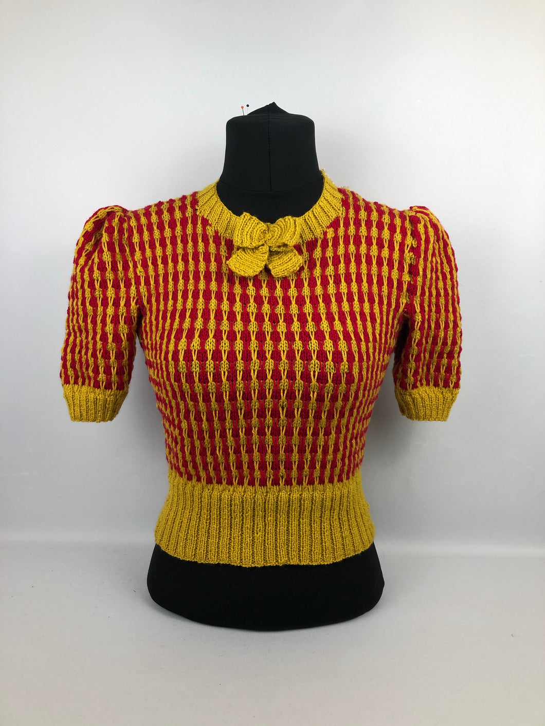 Reproduction 1940s Stripe Jumper Knitted from a Wartime Pattern - B32 33 34