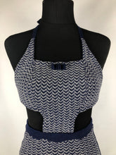 Load image into Gallery viewer, Original 1930s Navy and White Chevron Stripe Woollen Swimsuit - Bust 34 36
