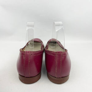 Original 1950’s Burgundy Leather Summer Sandals with Openwork Sides - UK 6 6.5