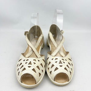 Original 1950’s Cream Leather Summer Sandals - UK 4