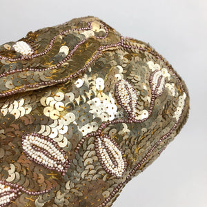 Original 1930's Gold Sequin and Beaded Czechoslovakian Evening Bag - Stunning Little Bag