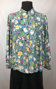 Original 1940s CC41 Floral Crepe Smock - B34 36 38