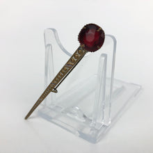 Load image into Gallery viewer, 1930s Gold Tone Brooch with Red Paste Stone

