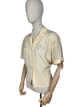 Load image into Gallery viewer, Original 1940&#39;s Cream Rayon Blouse with Embroidery - Make Do and Mend - Bust 40 42
