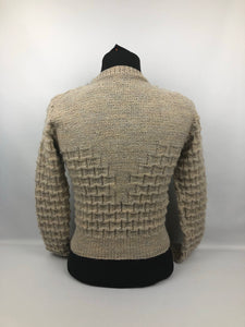 Reproduction 1930s Hand Knitted Jumper in Oatmeal - B34 36
