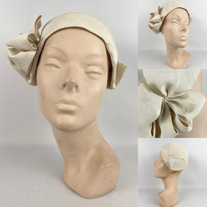 Original 1920's 1930's Fine Straw Cloche Hat in Cream - Perfect For Summer
