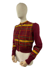 Load image into Gallery viewer, Late 1930&#39;s Reproduction Hand Knitted Long Sleeved Ski Jacket in Bordeaux, Amber, Terracotta and Bayleaf Green Pure Wool  - Bust 36
