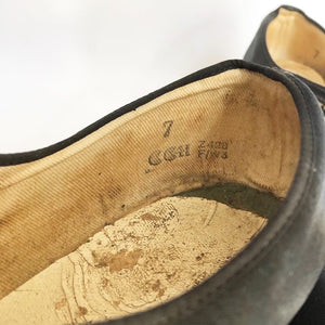 Original 1940s CC41 Black Satin Shoes - Size 7