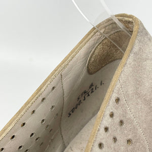 Original 1940's Grey Suede Peep-toe Shoes with Paste Clips and Punch Detail - UK 4
