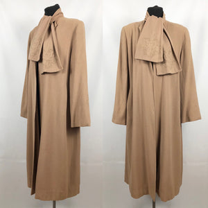 1940s Volup Caldaric Camel Coloured Wool Coat with Soutache and Trapunto Quilting - Bust 44 46