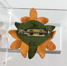 Load image into Gallery viewer, Original 1940s Autumnal Leather Floral Brooch
