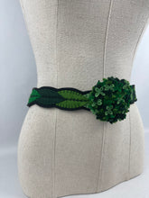 Load image into Gallery viewer, 1940&#39;s Style Felt Belt in Emerald, Pistachio and Dark Green Made From a 1941 Pattern Using Pure Wool Felt - Waist 31&quot;
