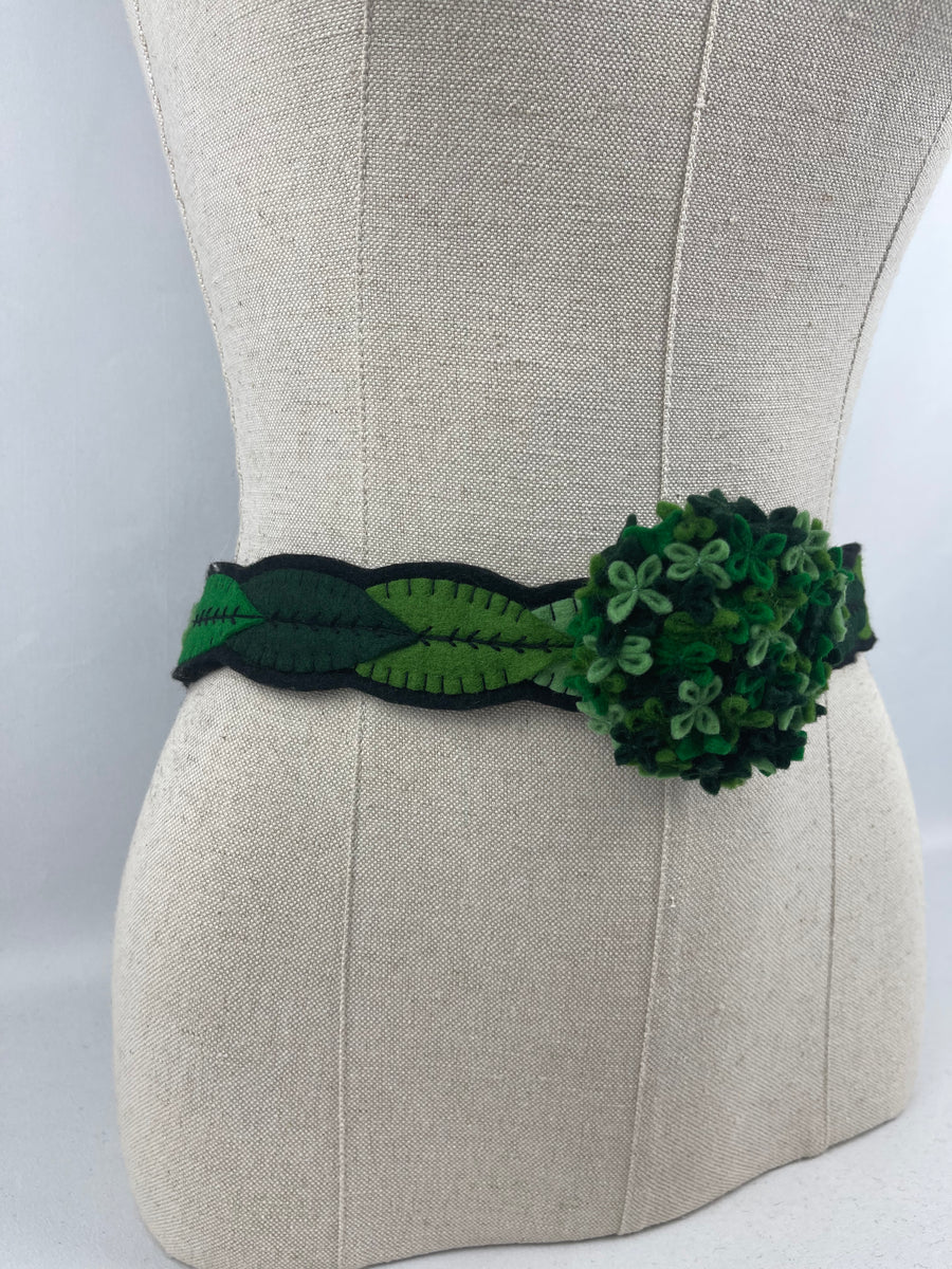 1940's Style Felt Belt in Emerald, Pistachio and Dark Green Made From ...