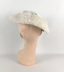 Original 1950s White Summer Hat with Net Trim - A Marten Hat