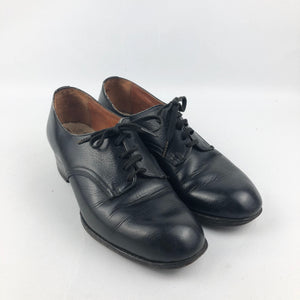 CC41 1940s Black Leather Walking Shoes - UK 3.5