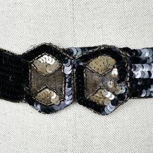 Load image into Gallery viewer, Original 1930&#39;s Black and Gold Sequin and Beaded Belt - Waist 25 26

