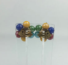Load image into Gallery viewer, Vintage 1950s Harlequin Glass Clip on Earrings
