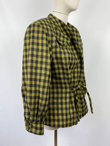 Reproduction 1940s Green and Black Check Jacket - Bust 38 40 42