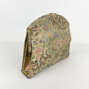 Utterly Exceptional 1920's 1930's Lame Bag with Chinese Dragons and Butterflies