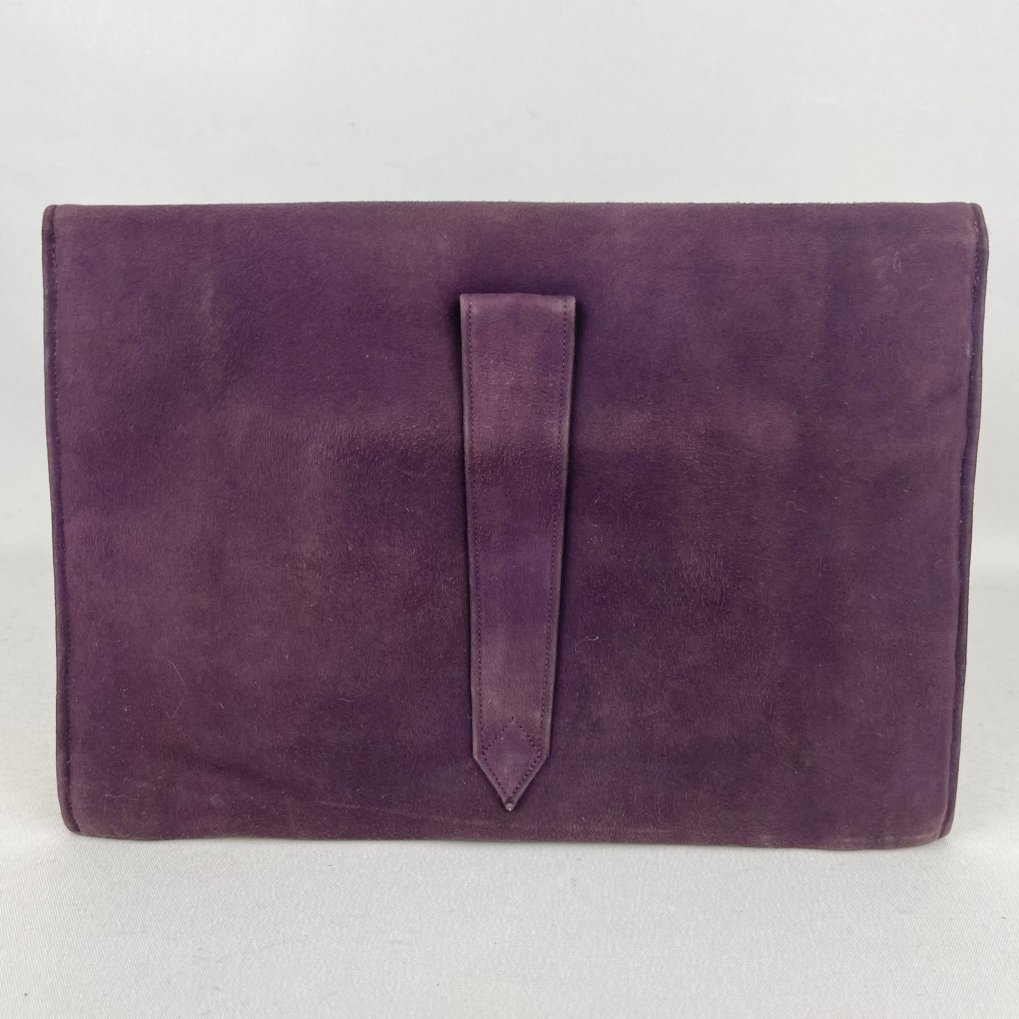 Original 1930 s 1940 s Purple Suede Clutch Bag with Matching Coin Purse