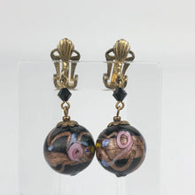 Load image into Gallery viewer, Vintage Black Wedding Cake Glass Clip On Earrings
