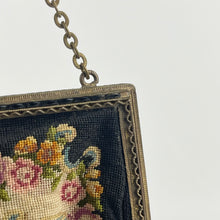 Load image into Gallery viewer, 1920s 1930s Petit Point Black Floral Evening Bag
