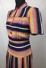Load image into Gallery viewer, Amazing 1940s CC41 Striped Crepe Dress - B34
