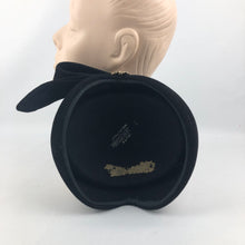 Load image into Gallery viewer, Late 1940s or Early 1950s Black Cocktail Hat with Paste Trim
