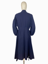 Load image into Gallery viewer, Exceptional 1940s French Navy Coat with Balloon Sleeves - Bust 36
