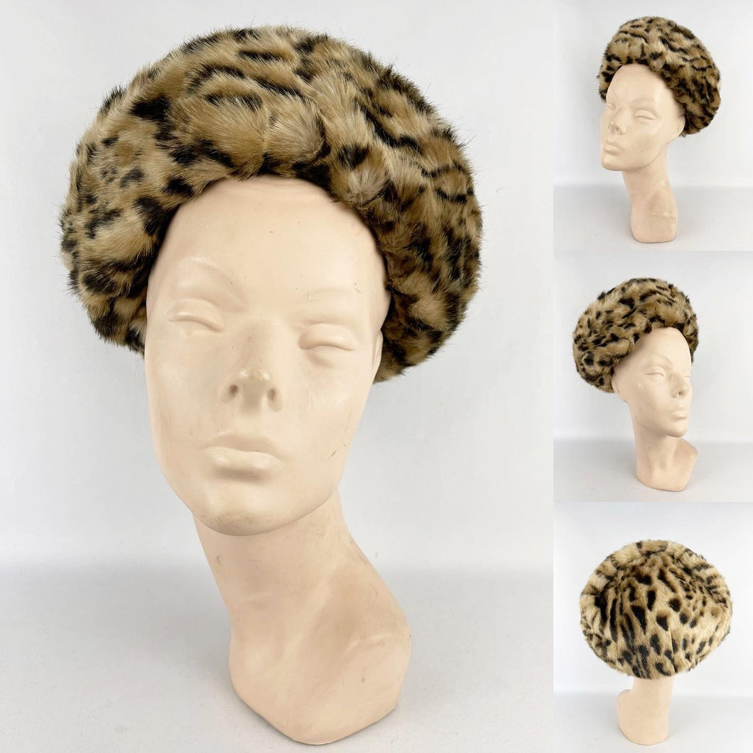 Fabulous Vintage Faux Fur Hat in Leopard Print - Such a Fun Piece