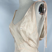 Load image into Gallery viewer, Original 1930s Pure Silk Bias Cut Nightdress with Floral Applique - Bust 34 35 36
