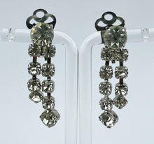 Load image into Gallery viewer, Beautiful Vintage Clear Paste Clip-on Earrings on Silver-tone Metal
