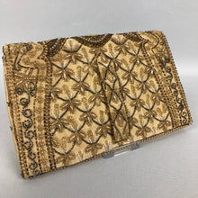 Load image into Gallery viewer, 1950s French Made Clutch Bag - Heavily Beaded with Gold Beads and Pearls
