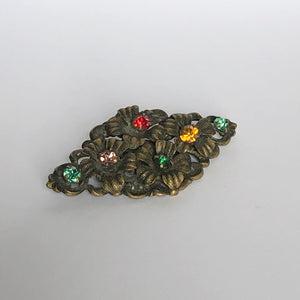 Vintage Czech Brooch with Colourful Paste