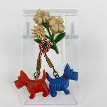 Load image into Gallery viewer, Original 1940s Red, White and Blue Patriotic Scottie Dog and Flower Spray Brooch
