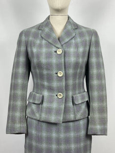 Original 1950s Marlbeck Tweed Suit in Purple and Green - Bust 35 36