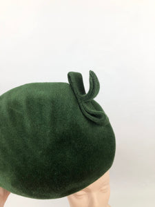 1930s Green Fur Felt Close Fitting Hat