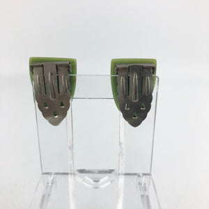 1930s 1940s Pair of German Green Plastic and Paste Dress Clips