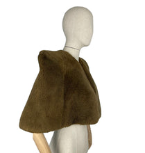 Load image into Gallery viewer, Original 1940&#39;s Fluffy Beaver Lamb Fur Cape - Great Boxy Design - Vintage Fur Cape
