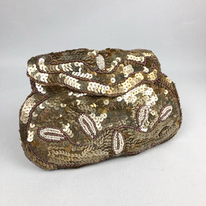 Original 1930's Gold Sequin and Beaded Czechoslovakian Evening Bag - Stunning Little Bag