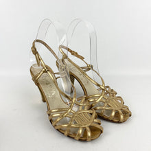 Load image into Gallery viewer, Original 1940&#39;s Gold Leather Evening Shoes - Dinner Gong by Van-Dal - UK 3.5 4
