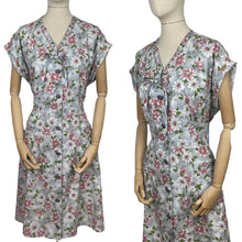 Load image into Gallery viewer, Original Volup 1950&#39;s Kenrose Grey Cotton Dress with Pink and White Floral - Bust 40 42 *
