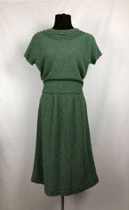 1950s Sage Green Three Piece Acrylic Knit Set By Orlon - Bust 38 40