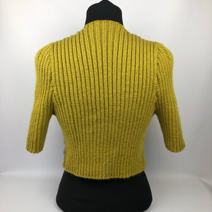 1940s Style Hand Knitted Bolero in Lime Green - B34 36