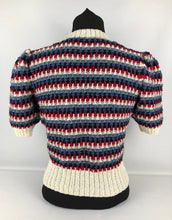 Load image into Gallery viewer, Reproduction 1940s Waffle Stripe Jumper Knitted from a Wartime Pattern - B 35 36 37 38
