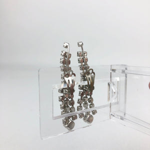 Vintage Claw Set Clear Paste Clip on Earrings