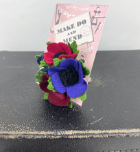 Load image into Gallery viewer, 1940&#39;s Felt Flower Anemone Corsage - Pretty Wartime Posy Brooch - Red, Burgundy, Navy and Purple
