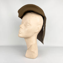 Load image into Gallery viewer, Original 1940s Chocolate Brown Felt Hat with Oversized Velvet Trim by Florence Reichman

