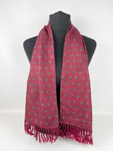 Load image into Gallery viewer, Vintage Red Artificial Silk Scarf with Grey and Yellow Paisley Print by Tootal

