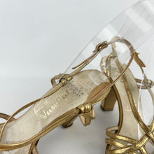 Load image into Gallery viewer, Original 1940&#39;s Gold Leather Evening Shoes - Dinner Gong by Van-Dal - UK 3.5 4
